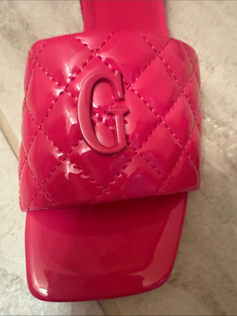 GUESS Pink Quilted Slide Mules with Logo Accent - Picture 5 of 5